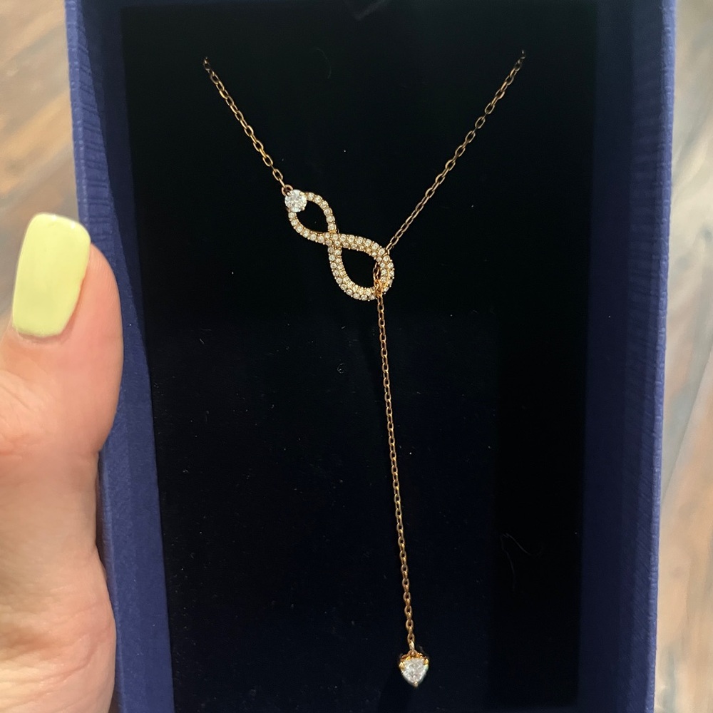 Swarovski Gold Infinity Lariat Necklace